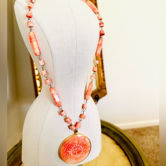 Vintage Carved Aztec Medallion Necklace - Picture 3 of 13